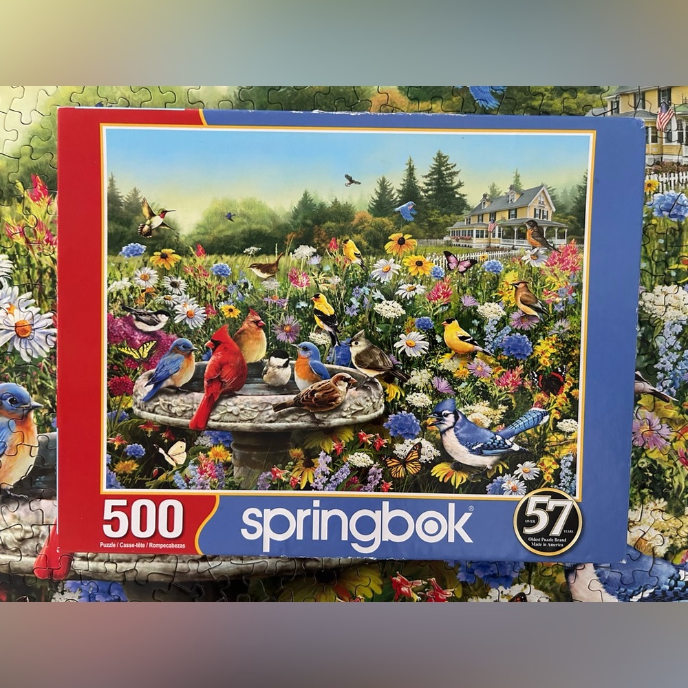 SPRINGBOK The Gathering 500 Piece Jigsaw Puzzle Wild Birds Cardinal Complete